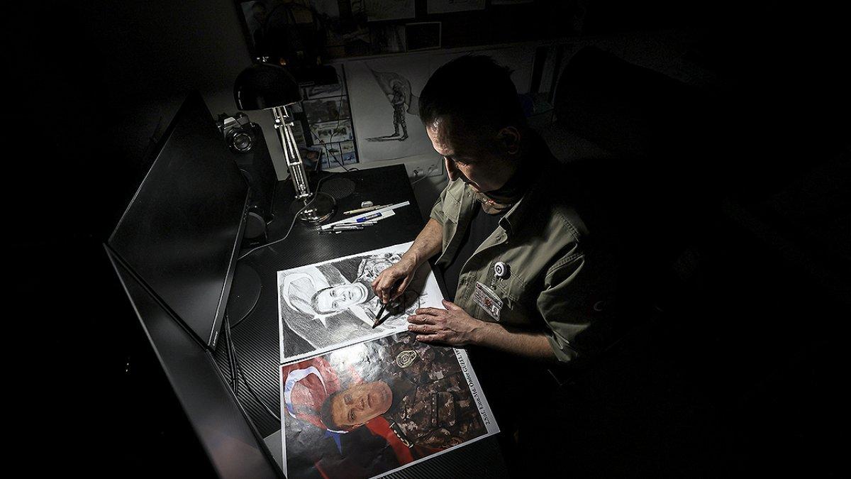 Malatya'da polis memuru, sanat becerisini sanal operasyon alanlarının tasarımında kullanıyor