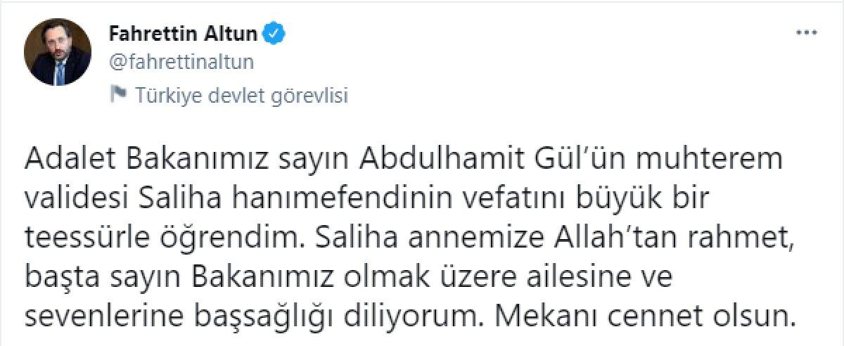 Abdulhamit Gül'ün annesi vefat etti