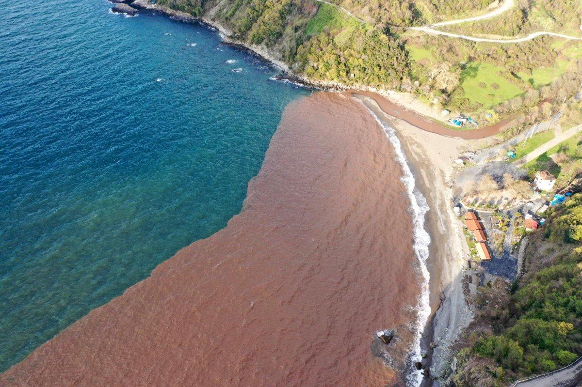Zonguldak'ta denizin rengi çamura döndü