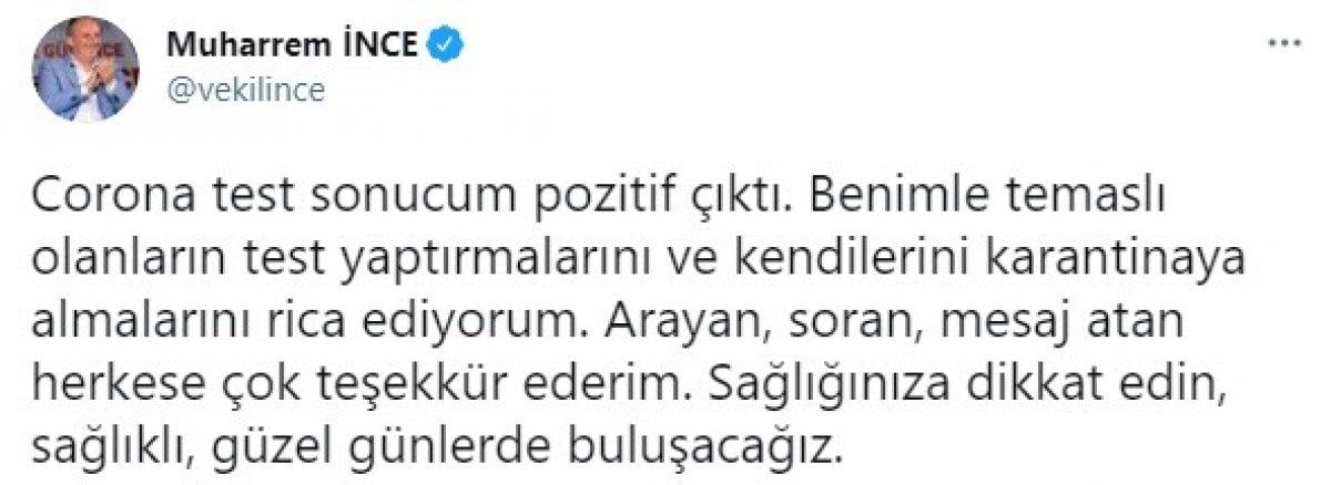 Muharrem İnce'nin koronavirüs tedavisi hastanede sürüyor
