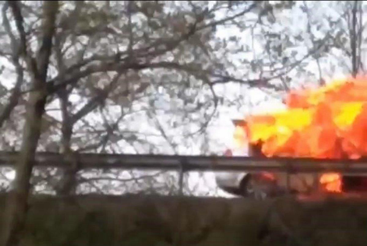 TEM'de alev topuna dönen araç