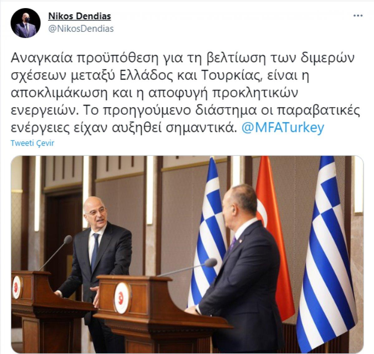 Mevlüt Çavuşoğlu'ndan azar yiyen Dendias'ın Twitter açıklamaları