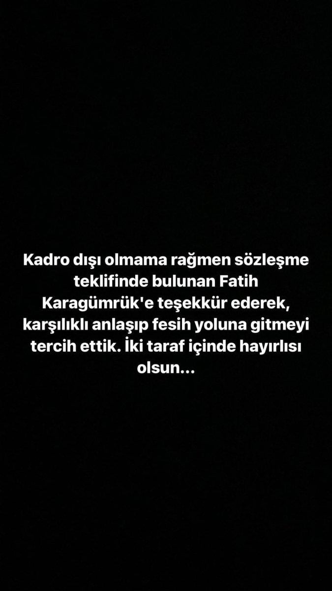 Emre Çolak, Fatih Karagümrük'le yollarını ayırdığını açıkladı