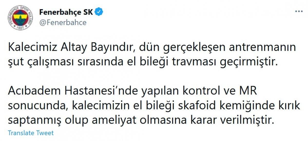 Fenerbahçe'de Altay Bayındır sakatlandı