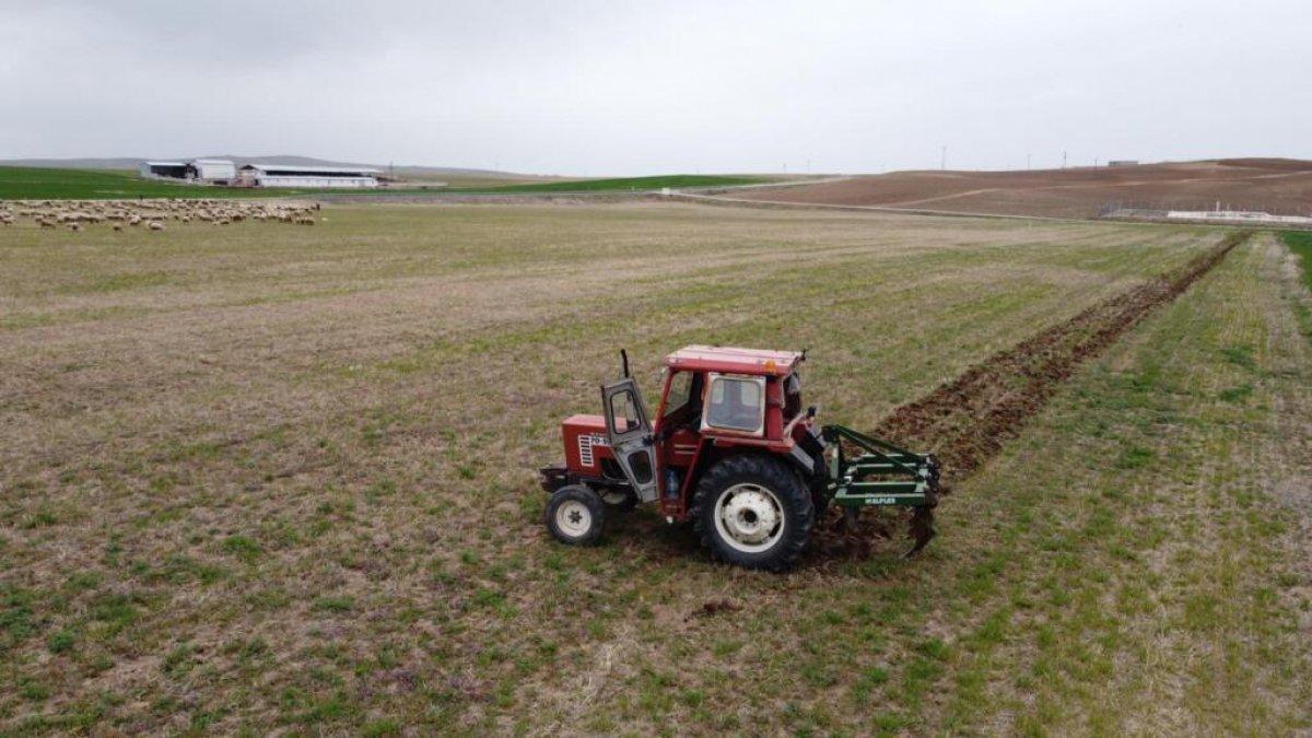 Kırşehir'de tarlasına traktörle Türk bayrağı çizen sağlık memuru