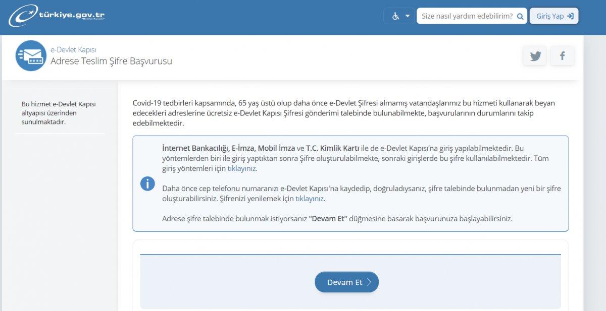 Adrese teslim e-Devlet şifre başvurusu nasıl yapılır? 65 yaş üstü vatandaşlar için..