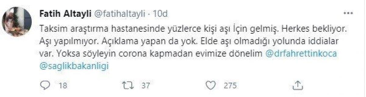Fatih Altaylı koronavirüs aşısı oldu