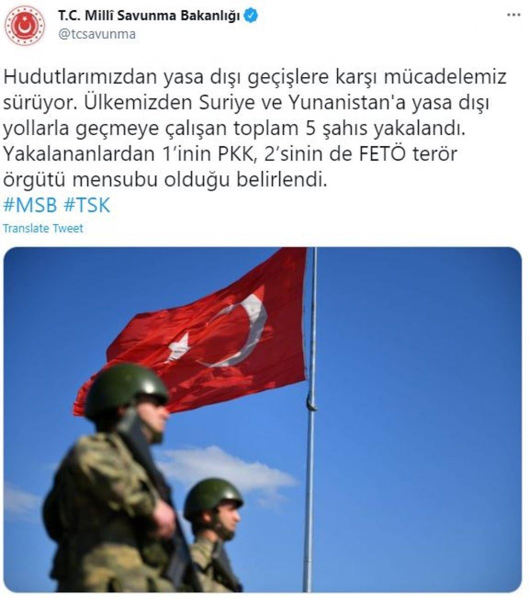 Suriye ve Yunanistan'a yasa dışı yollarla geçmeye çalışan 5 şahıs yakalandı