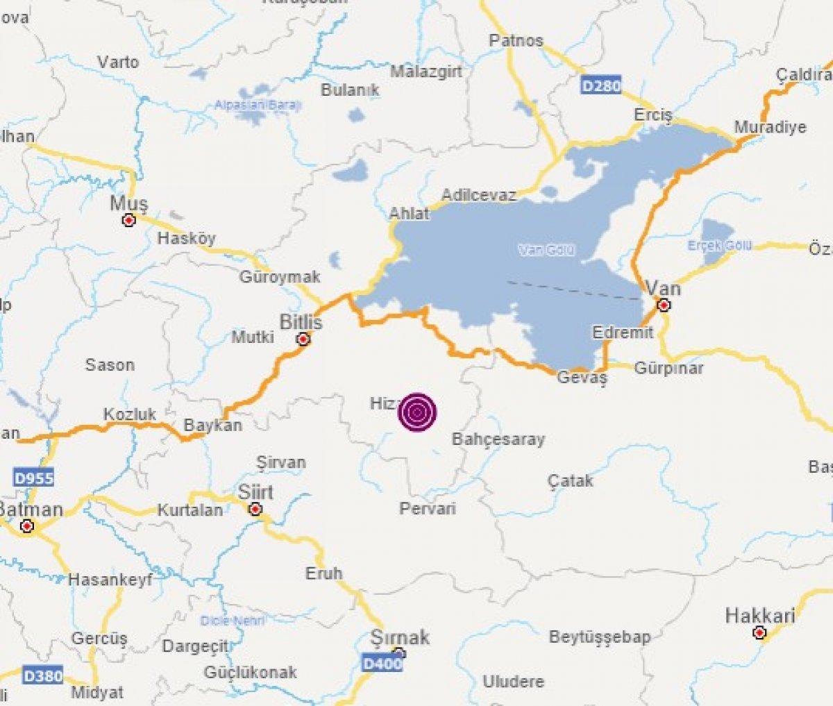 Bitlis'te 4,1 büyüklüğünde deprem