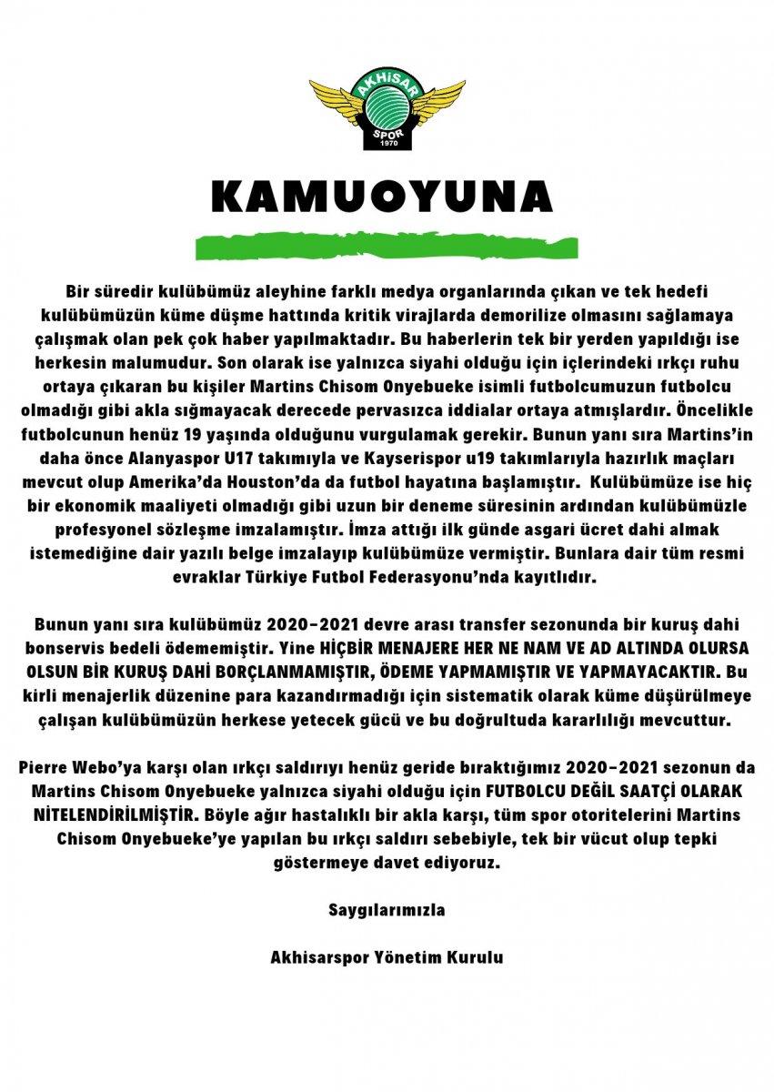 Akhisar'dan 'sahte futbolcu' iddialarına yanıt