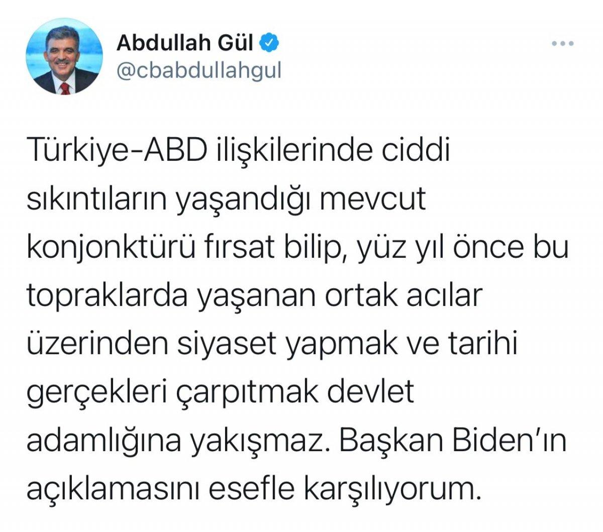 Biden'ın Ermeni iddialarını kabulüne Ali Babacan ve Abdullah Gül'den farklı tepkiler