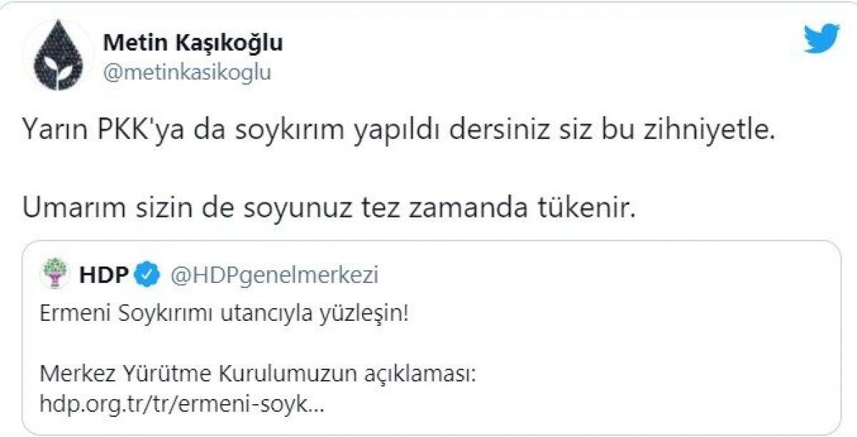 Deva Partili Metin Kaşıkoğlu'nun sözleri HDP'lileri kızdırdı