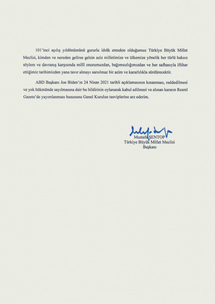 TBMM'den ortak 'Soykırım' bildirisi