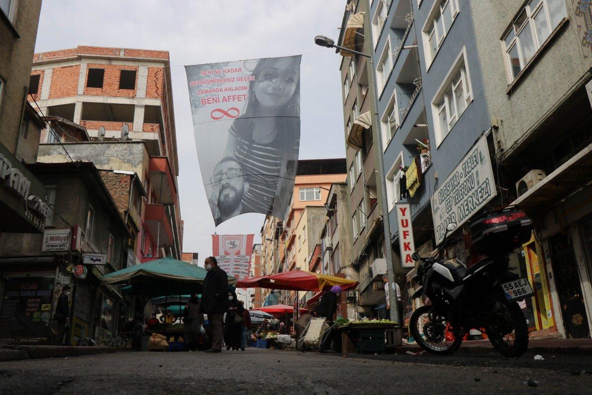 Samsun'da eşiyle tartışan esnaftan 'pankartlı' özür