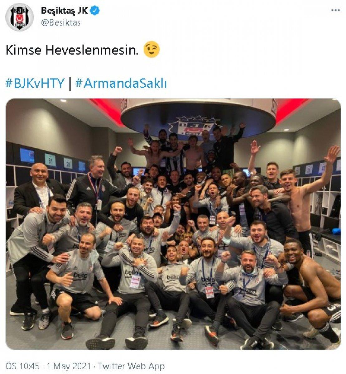 Beşiktaş'tan soyunma odasında galibiyet pozu