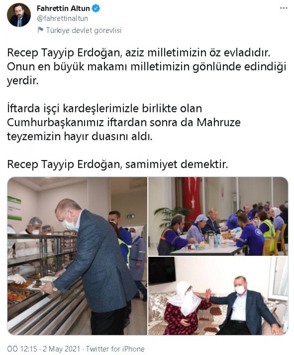 Cumhurbaşkanı Erdoğan, Tuzla'da işçilerle iftar yaptı