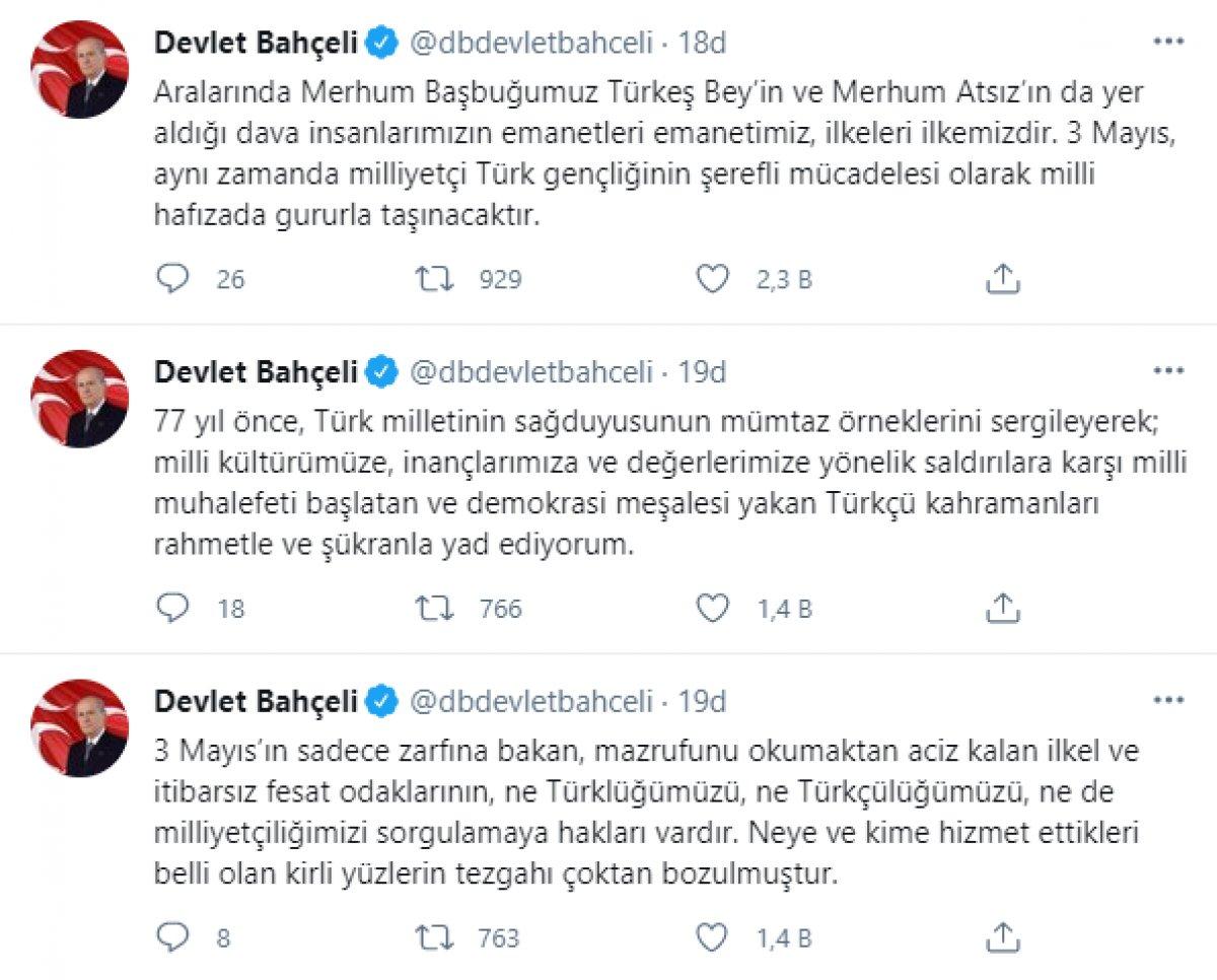 Devlet Bahçeli'den '3 Mayıs Türkçülük Günü' mesajı