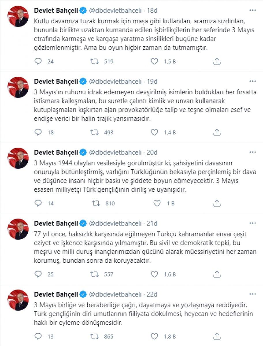 Devlet Bahçeli'den '3 Mayıs Türkçülük Günü' mesajı