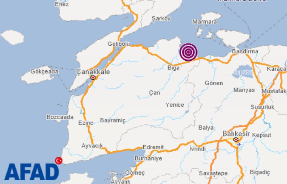 Çanakkale'de 4.0 büyüklüğünde deprem