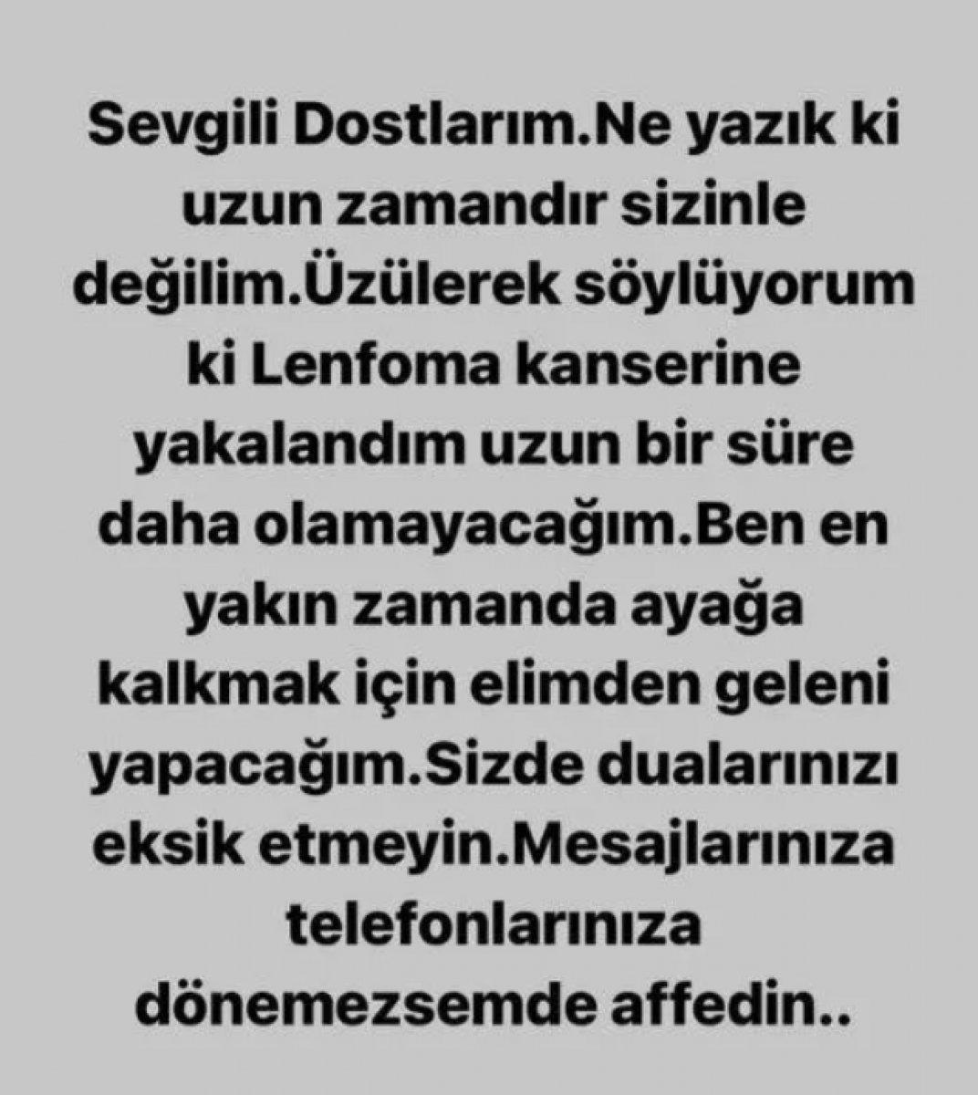 Arka Sokaklar'ın genç oyuncusu kansere yakalandığını duyurdu