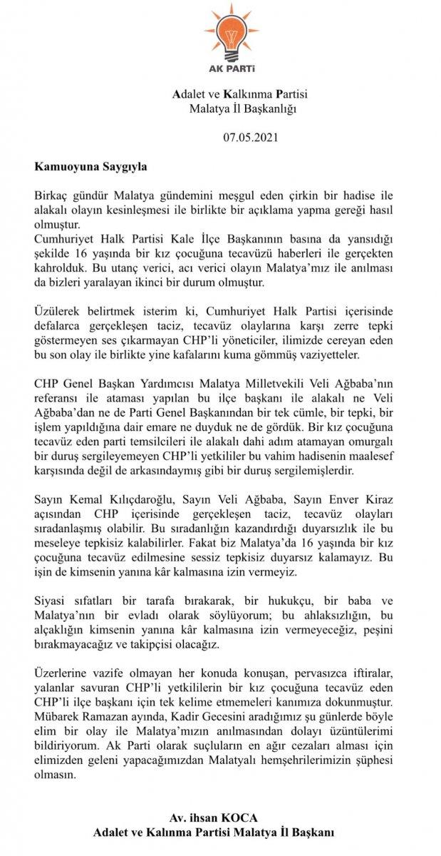 CHP'de bir tecavüz vakası daha