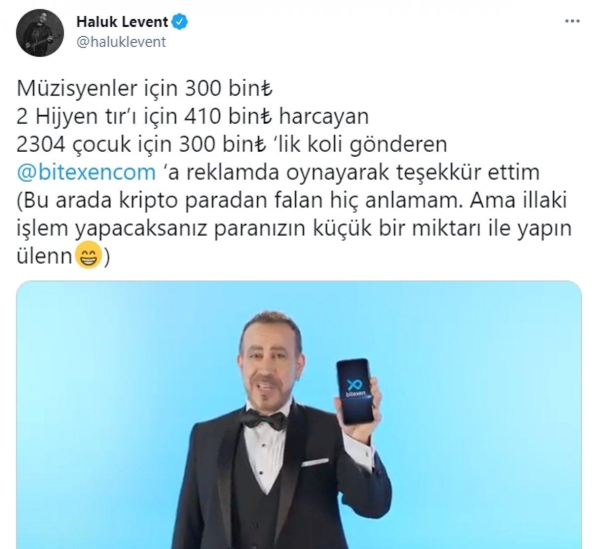 Haluk Levent, Bitexen’in reklam yüzü oldu