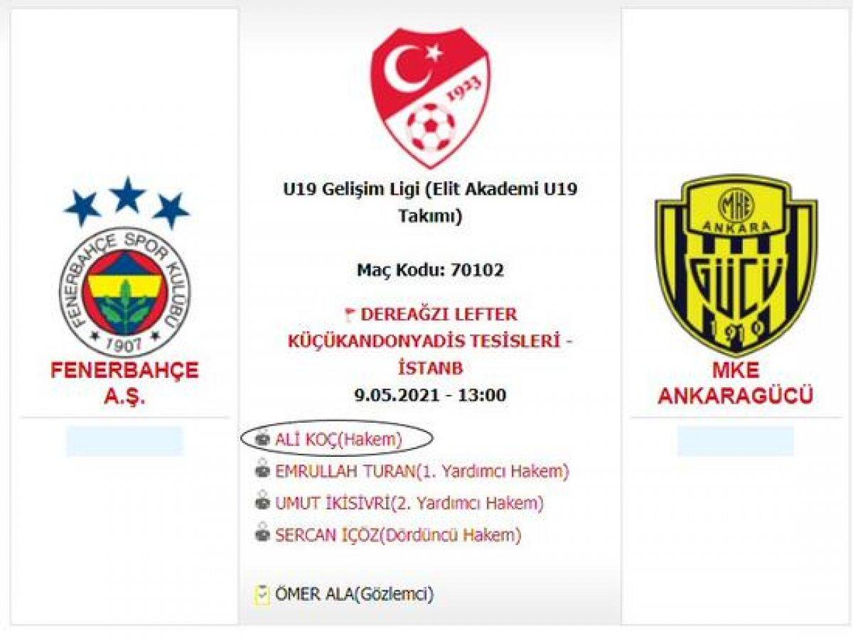 Fenerbahçe'nin U19 maçına atanan Ali Koç tartışma yarattı