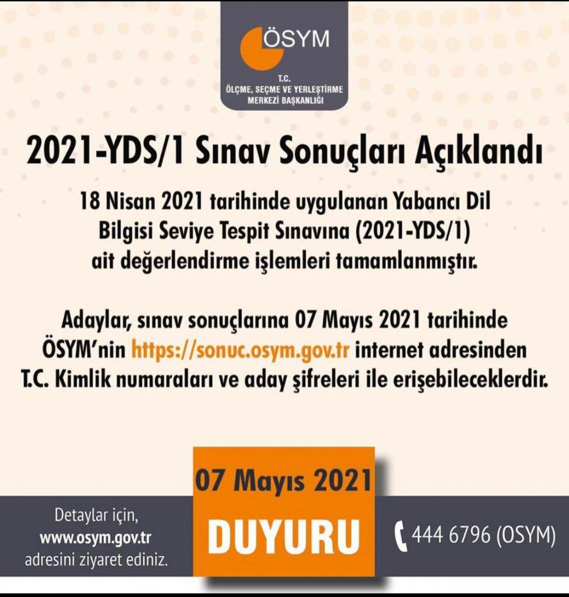 2021-YDS sonuçları açıklandı