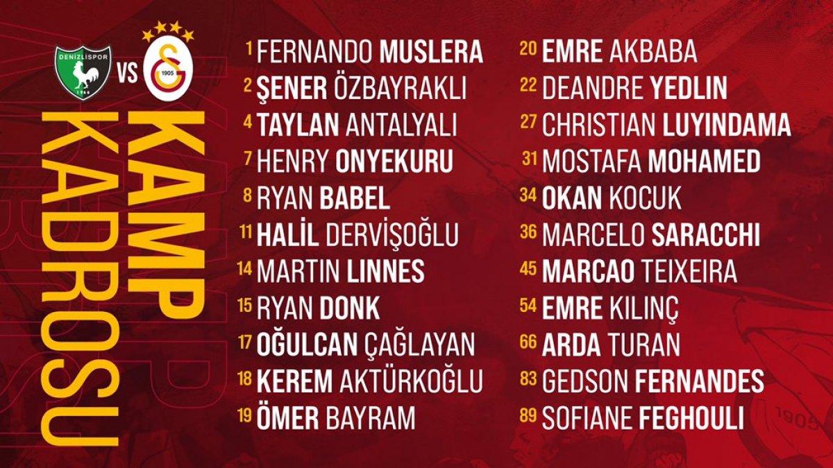Galatasaray'ın Denizlispor maçı kamp kadrosu