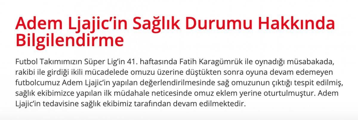 Ljajic’in sağlık durumu hakkında açıklama