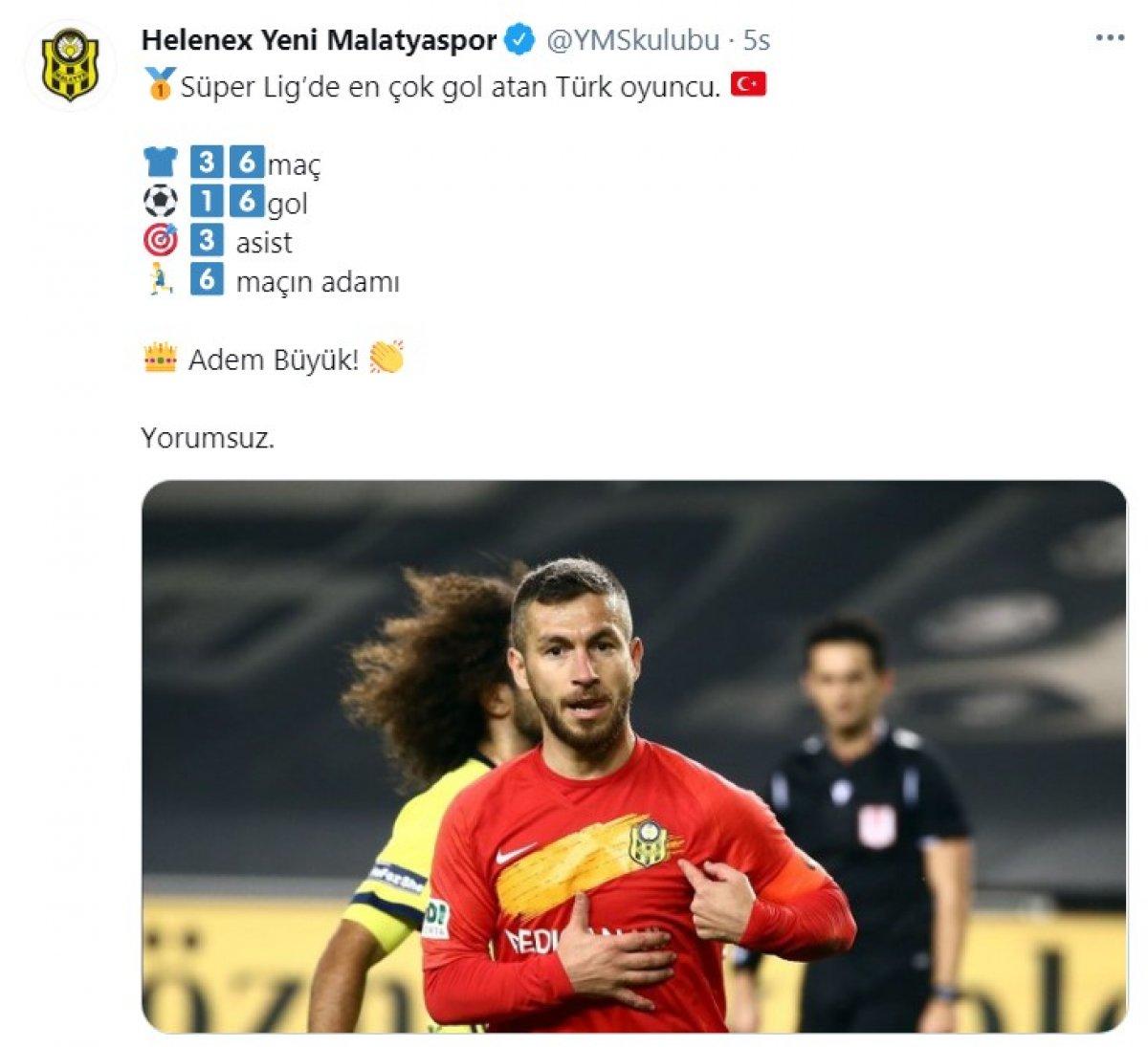 Yeni Malatyaspor'dan Şenol Güneş'e Adem Büyük tepkisi
