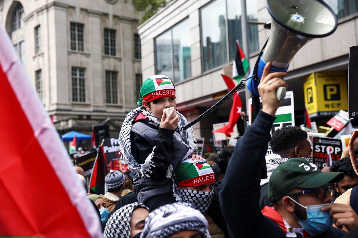 Londra'da Filistin'e destek eylemi