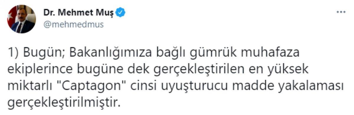 Mehmet Muş paylaştı: En yüksek miktarlı uyuşturucu ele geçirildi