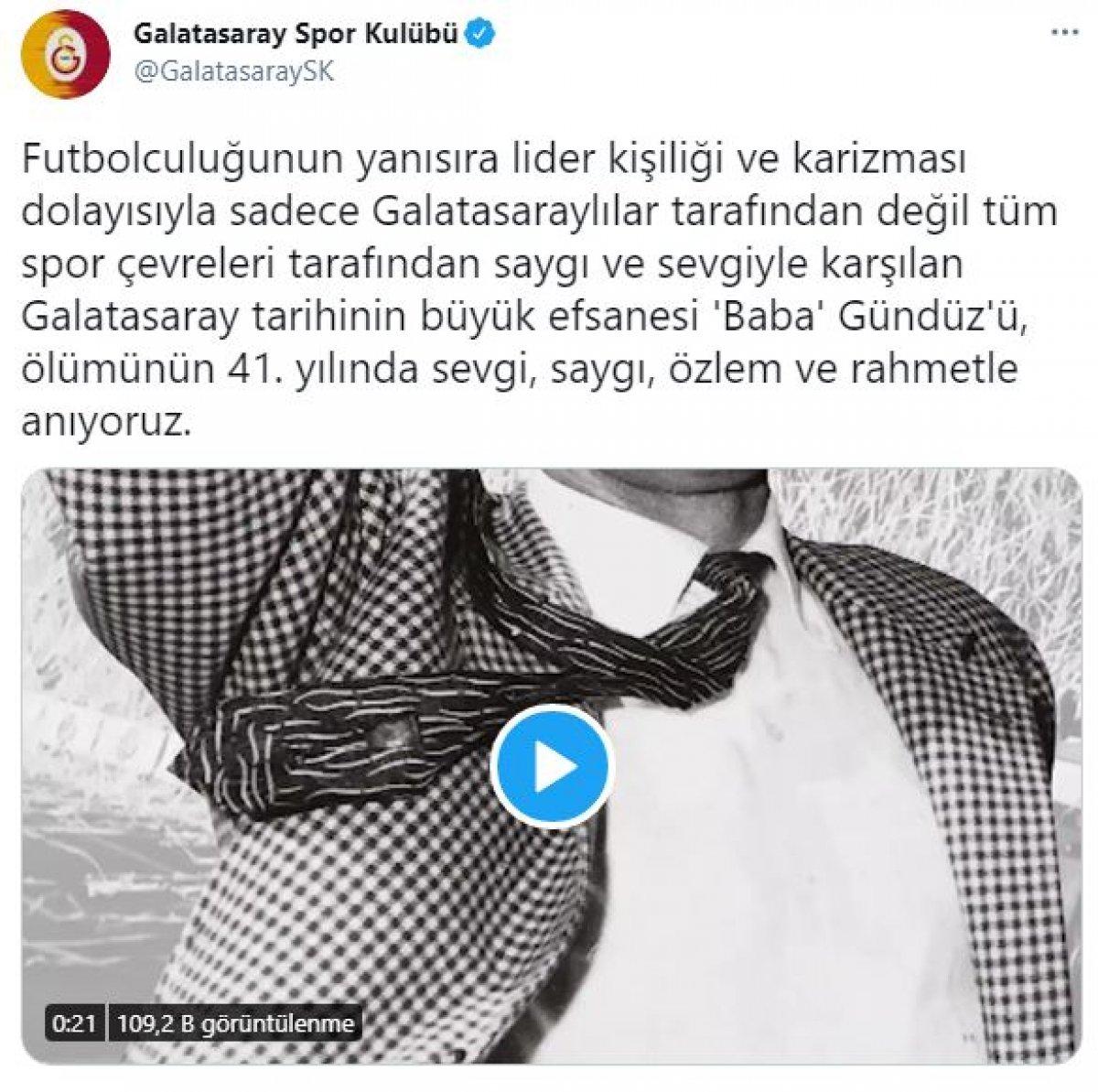 Galatasaray Gündüz Kılıç'ı unutmadı