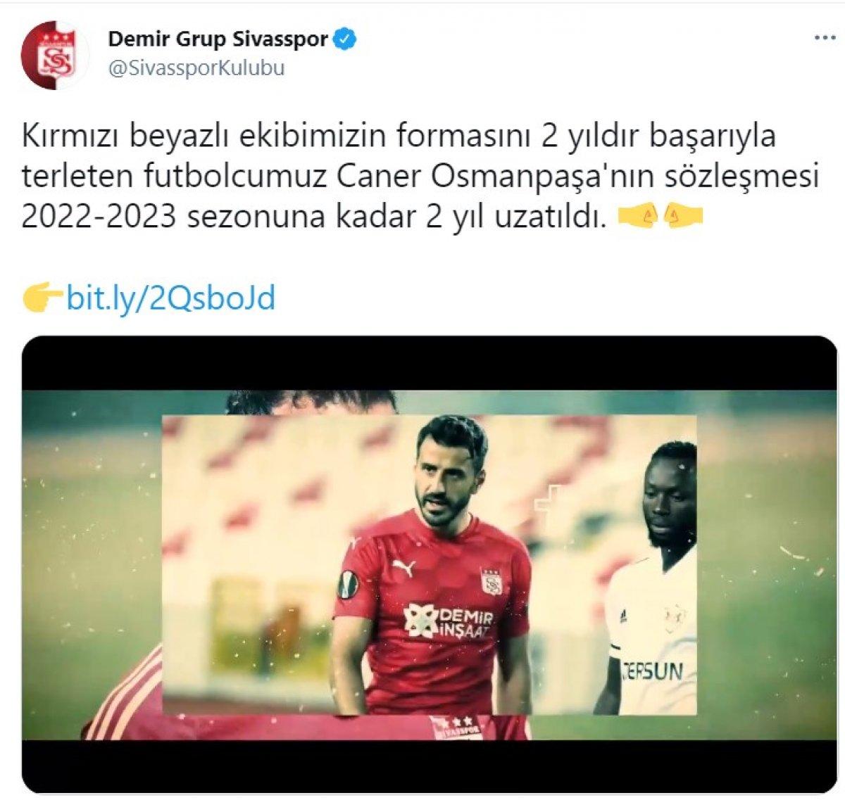 Sivasspor, Caner Osmanpaşa'nın sözleşmesini uzattı