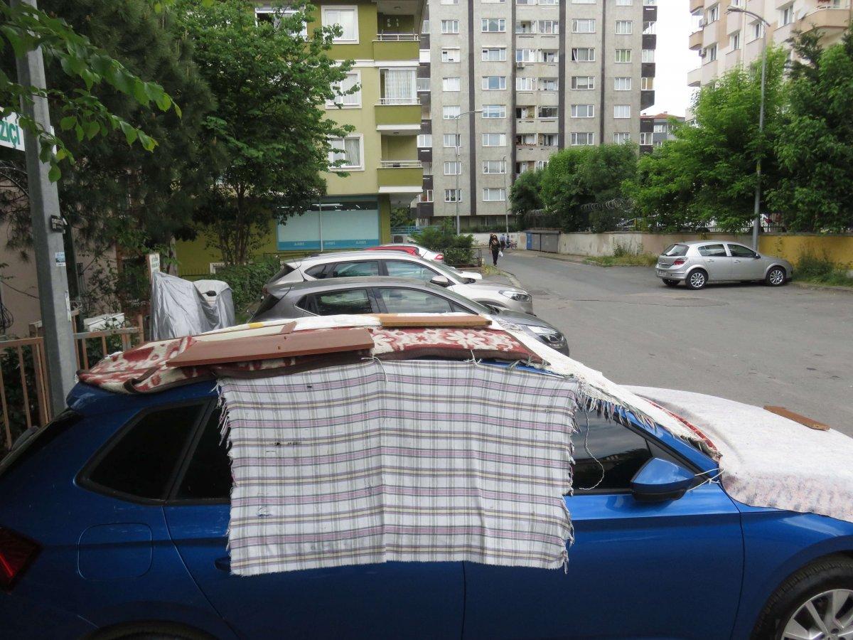 Üsküdarlılar doluya hazır: Araç sahipleri battaniyeyle önlem aldı