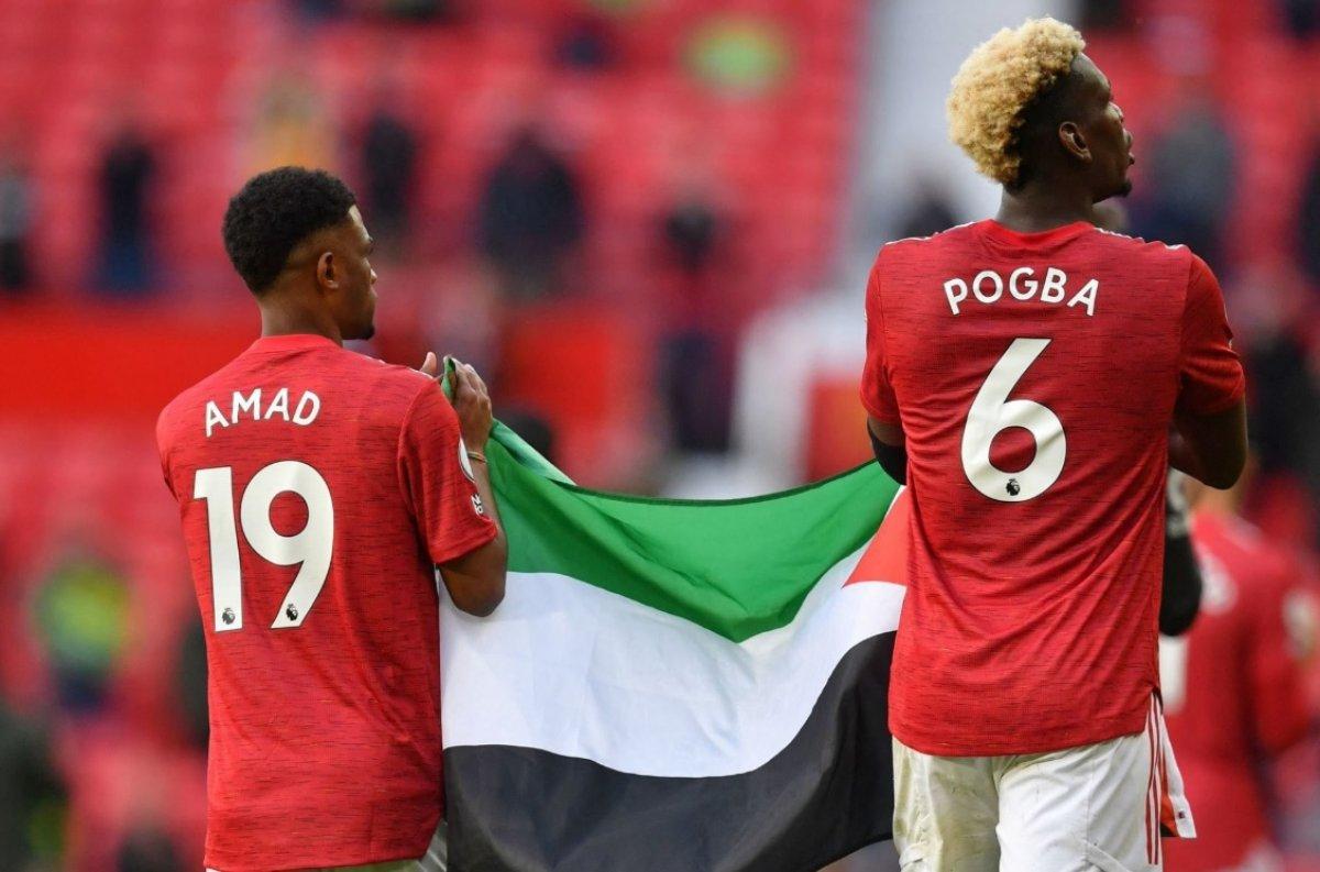 Pogba ve Diallo, maçtan sonra Filistin bayrağı açtı