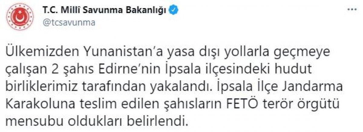 Yunanistan'a kaçmaya çalışan iki FETÖ mensubu yakalandı