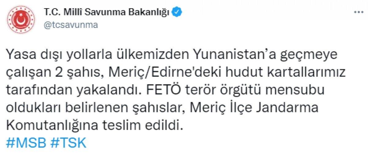 Yunanistan'a kaçmaya çalışan 2 FETÖ'cü Edirne'de yakalandı