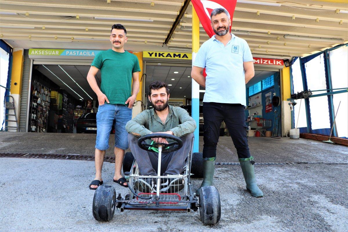 Samsunlu tamirci alışveriş sepetinden araç yaptı