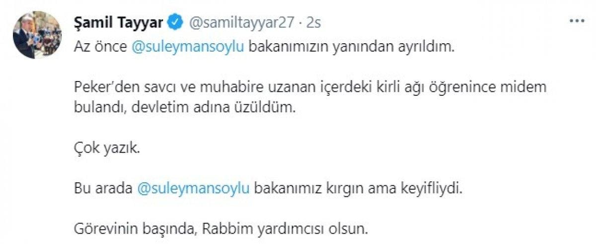 Şamil Tayyar: Süleyman Soylu görevinin başında