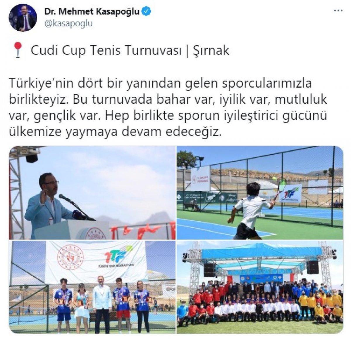Bakan Kasapoğlu, Şırnak'ta Cudi Cup Tenis Turnuvası'nı izledi