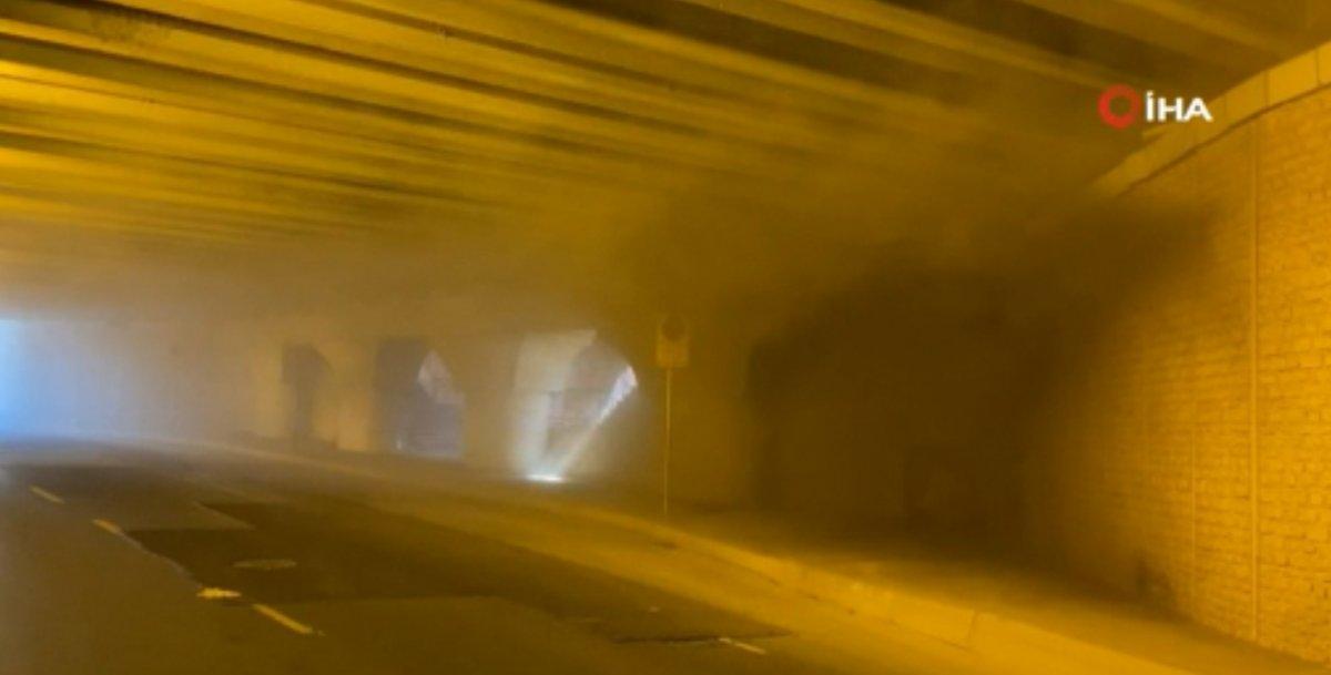 Topkapı alt geçidinde onarım çalışmaları sırasında yangın çıktı