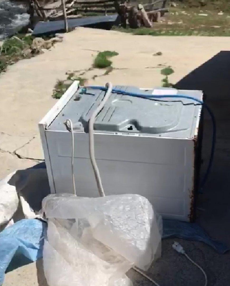 Rize’de aç kalan ayı evin altını üstüne getirdi