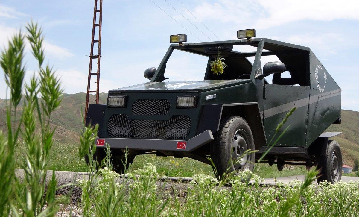 Hakkarili çoban, kendi arabasını yaptı