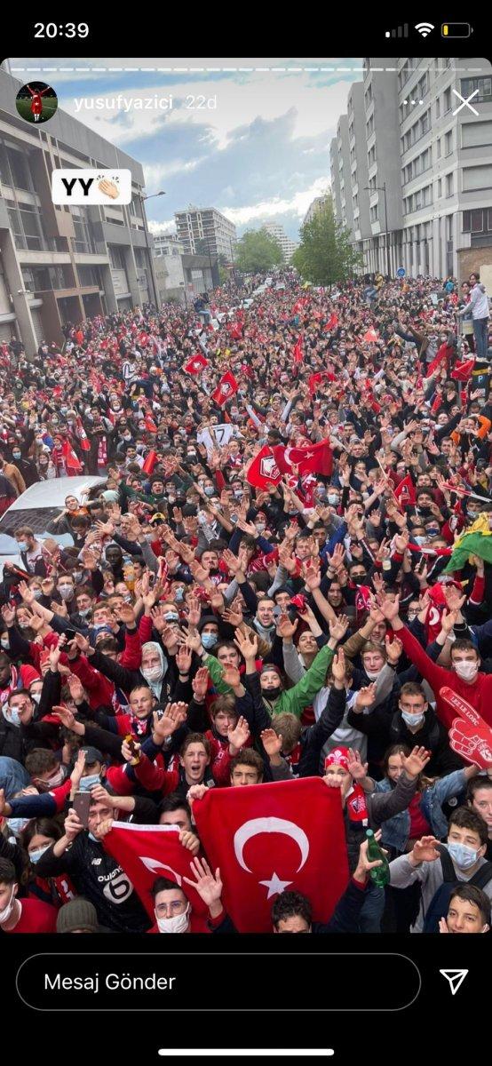 Fransa'da Lille taraftarından 'Türk bayraklı' şampiyonluk kutlaması