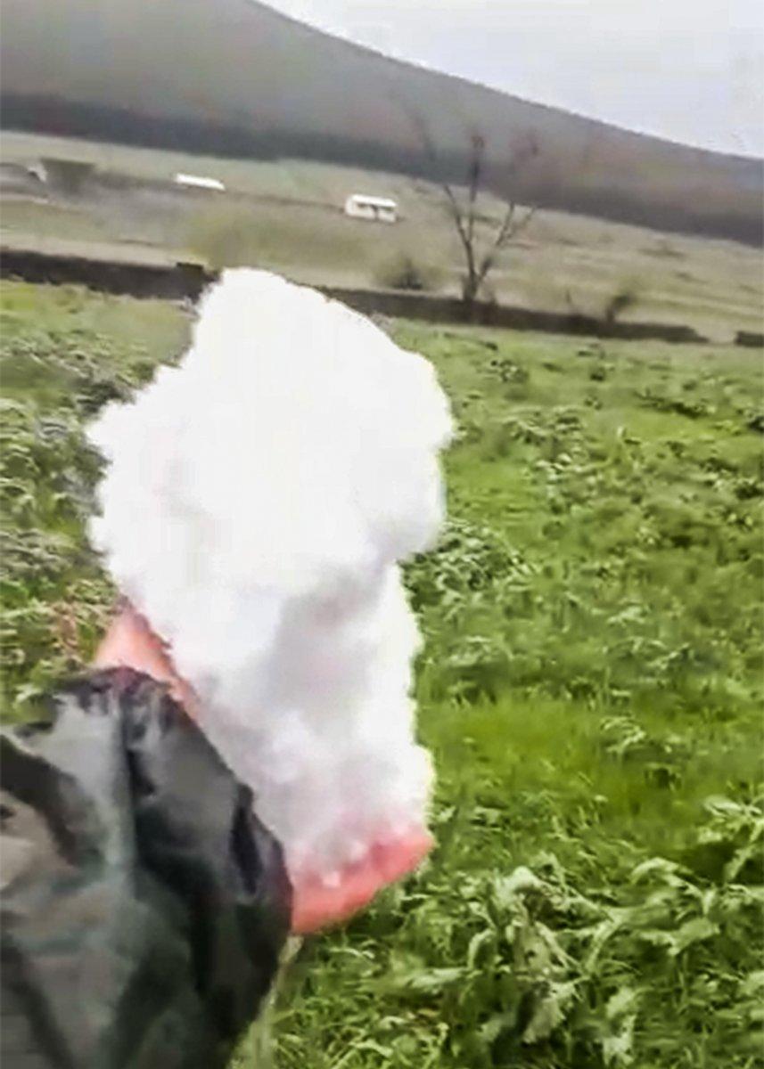 Ardahan'da dolu yağdı