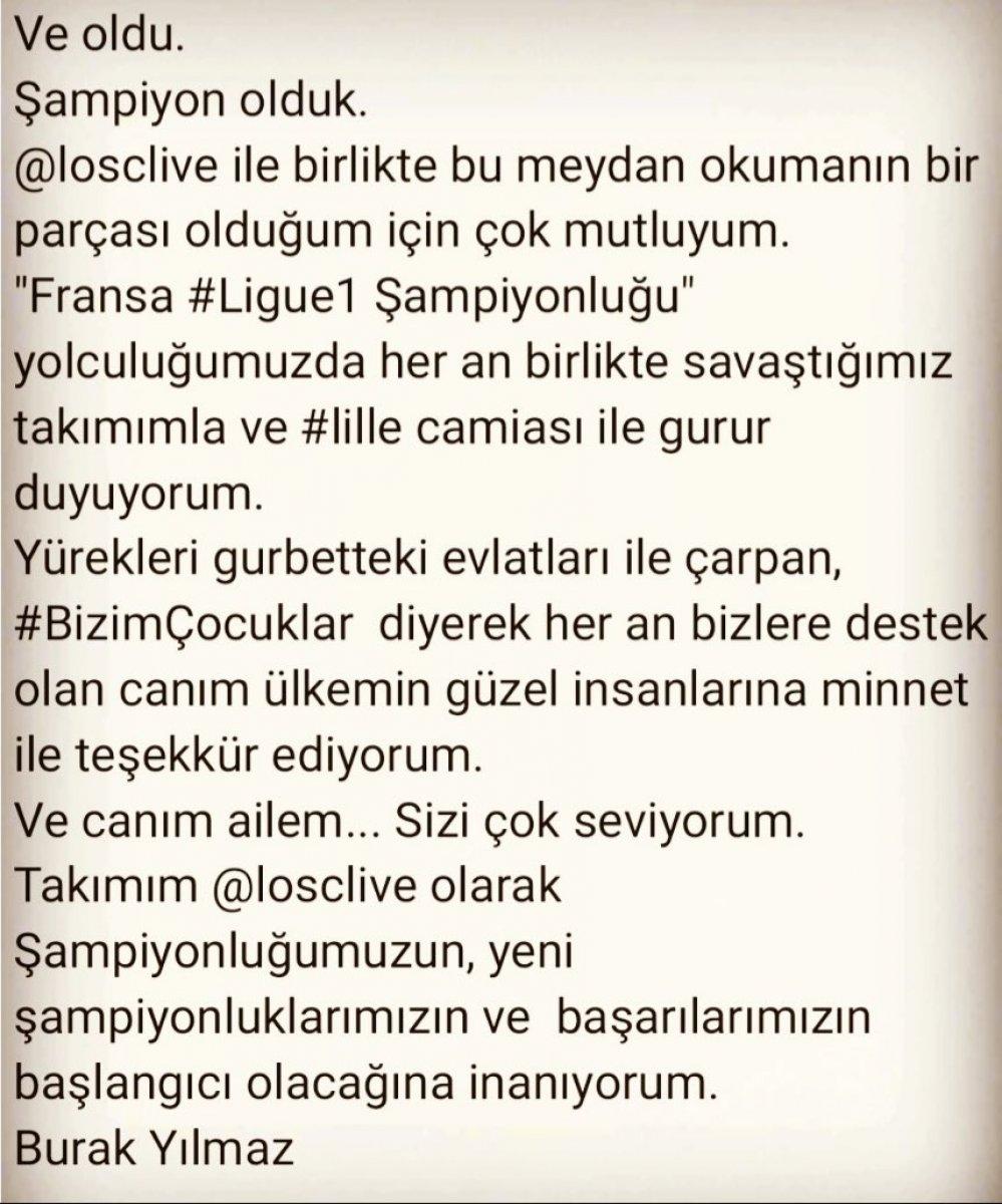 Burak Yılmaz: Ülkemin güzel insanlarına teşekkür ediyorum