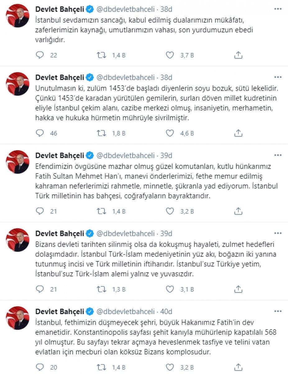 Devlet Bahçeli'den İstanbul'un fethi mesajı: Yankıları devam ediyor