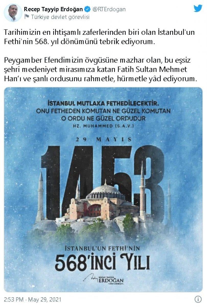 Cumhurbaşkanı Erdoğan'ın İstanbul'un Fethi mesajı, Yunan medyasını rahatsız etti